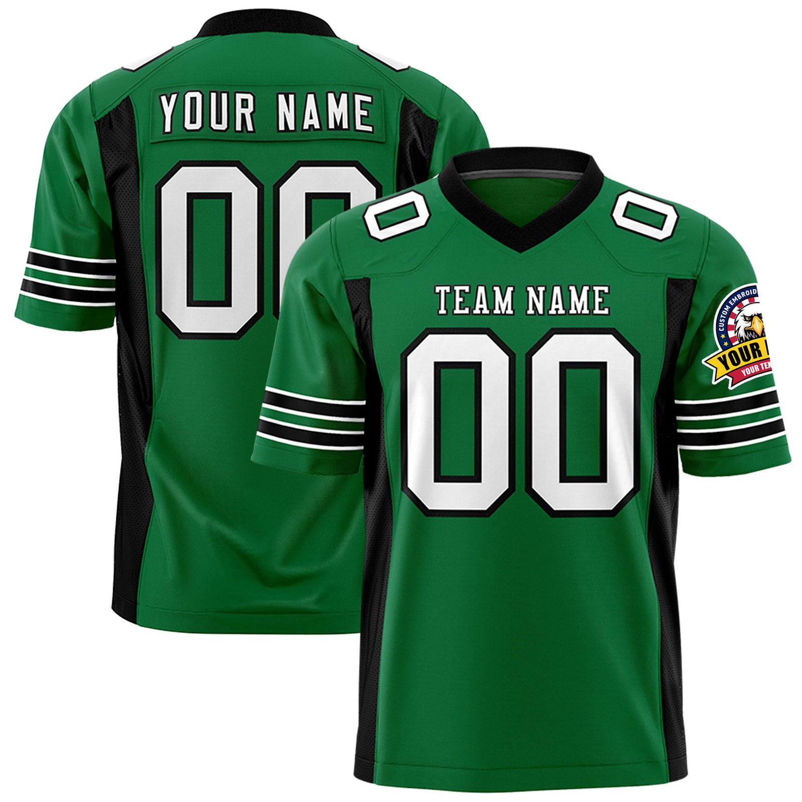 Custom Kelly Green-Black Mesh Drift Fashion Football Jersey