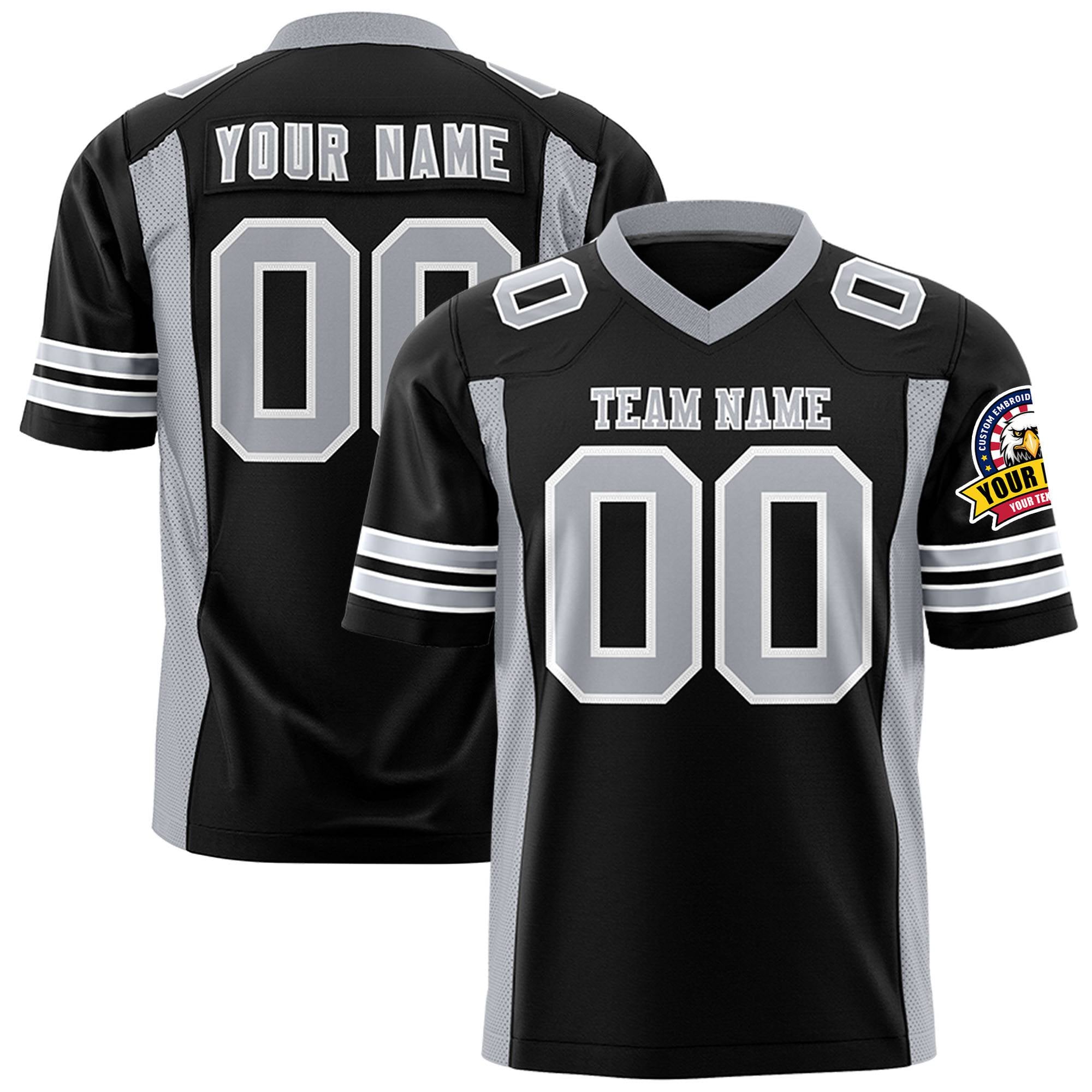 Custom Black Gray Mesh Drift Fashion Football Jersey