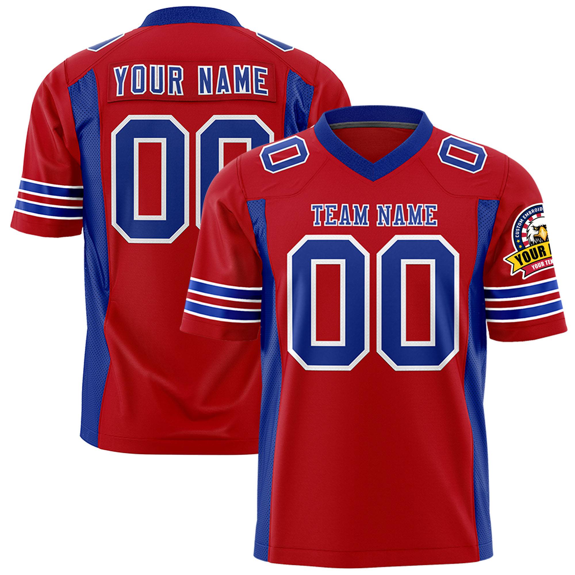 Custom Royal Red-Royal Blue Mesh Drift Fashion Football Jersey