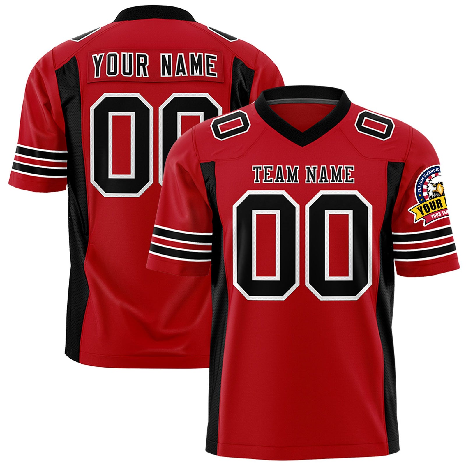 Custom Red Black Mesh Drift Fashion Football Jersey