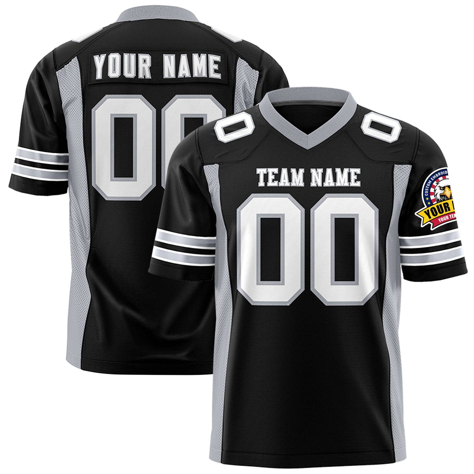 Custom Black Gray Mesh Drift Fashion Football Jersey