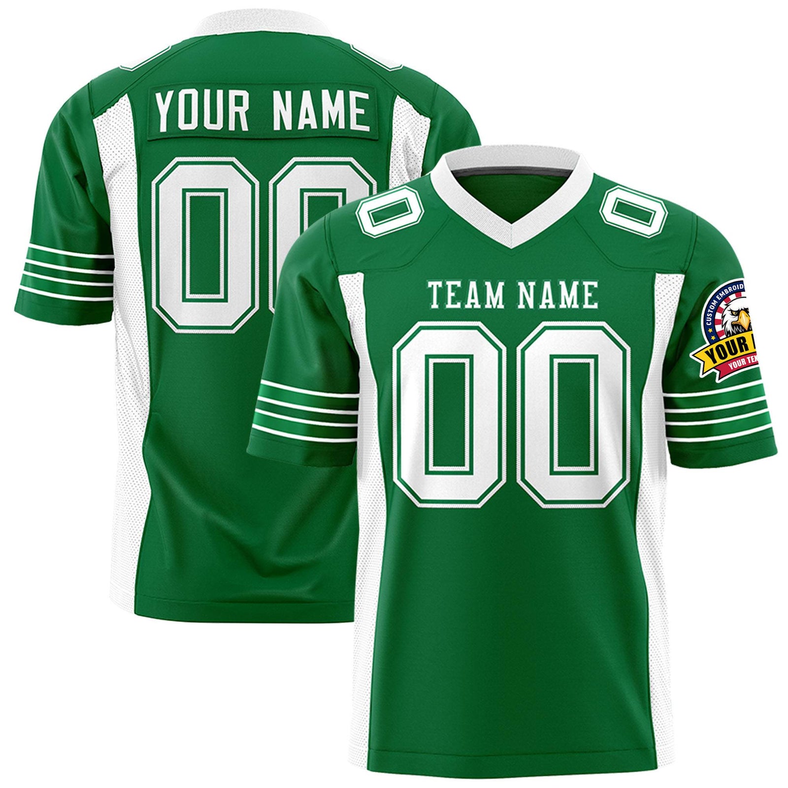 Custom Kelly Green-White Mesh Drift Fashion Football Jersey