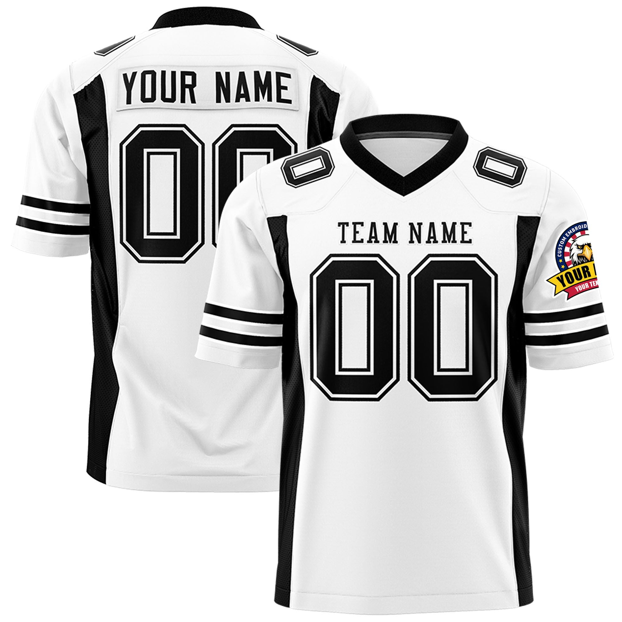 Custom White Black Mesh Drift Fashion Football Jersey