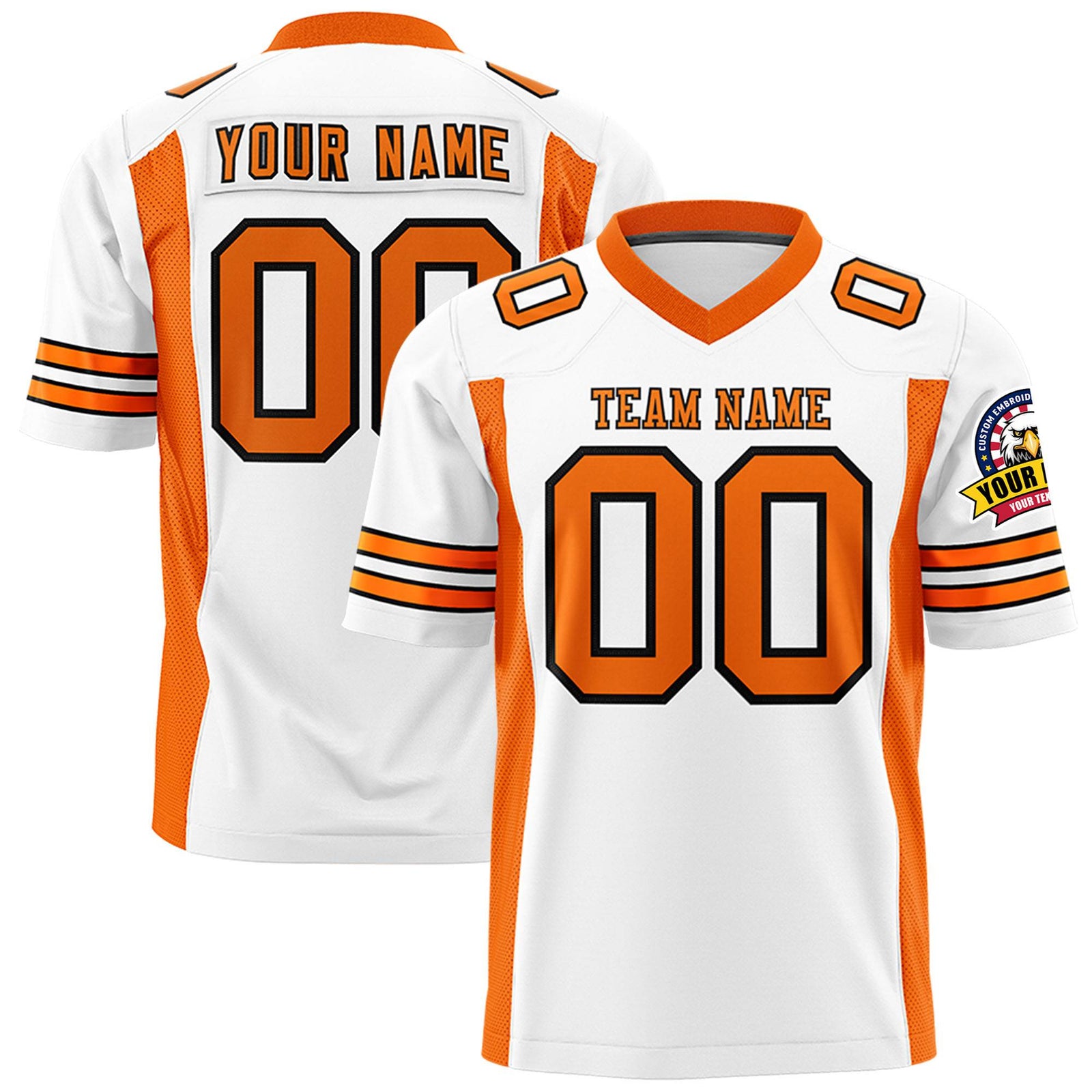 Custom White Orange Mesh Drift Fashion Football Jersey