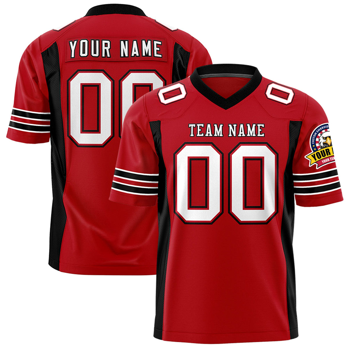 Custom Red Black Mesh Drift Fashion Football Jersey