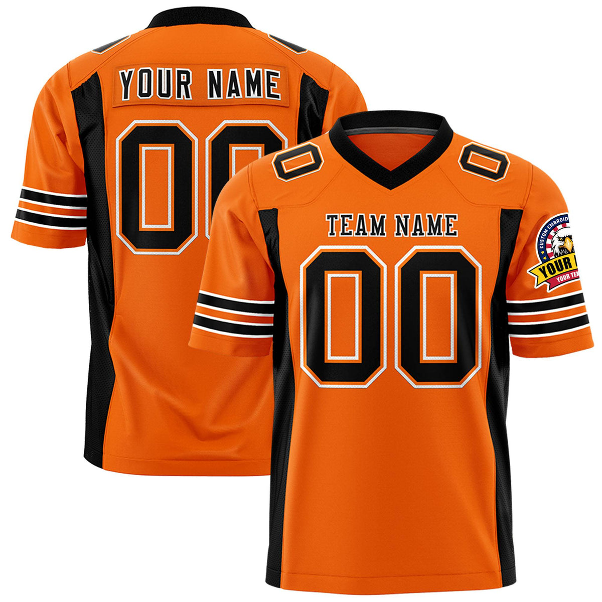 Custom Orange Black Mesh Drift Fashion Football Jersey