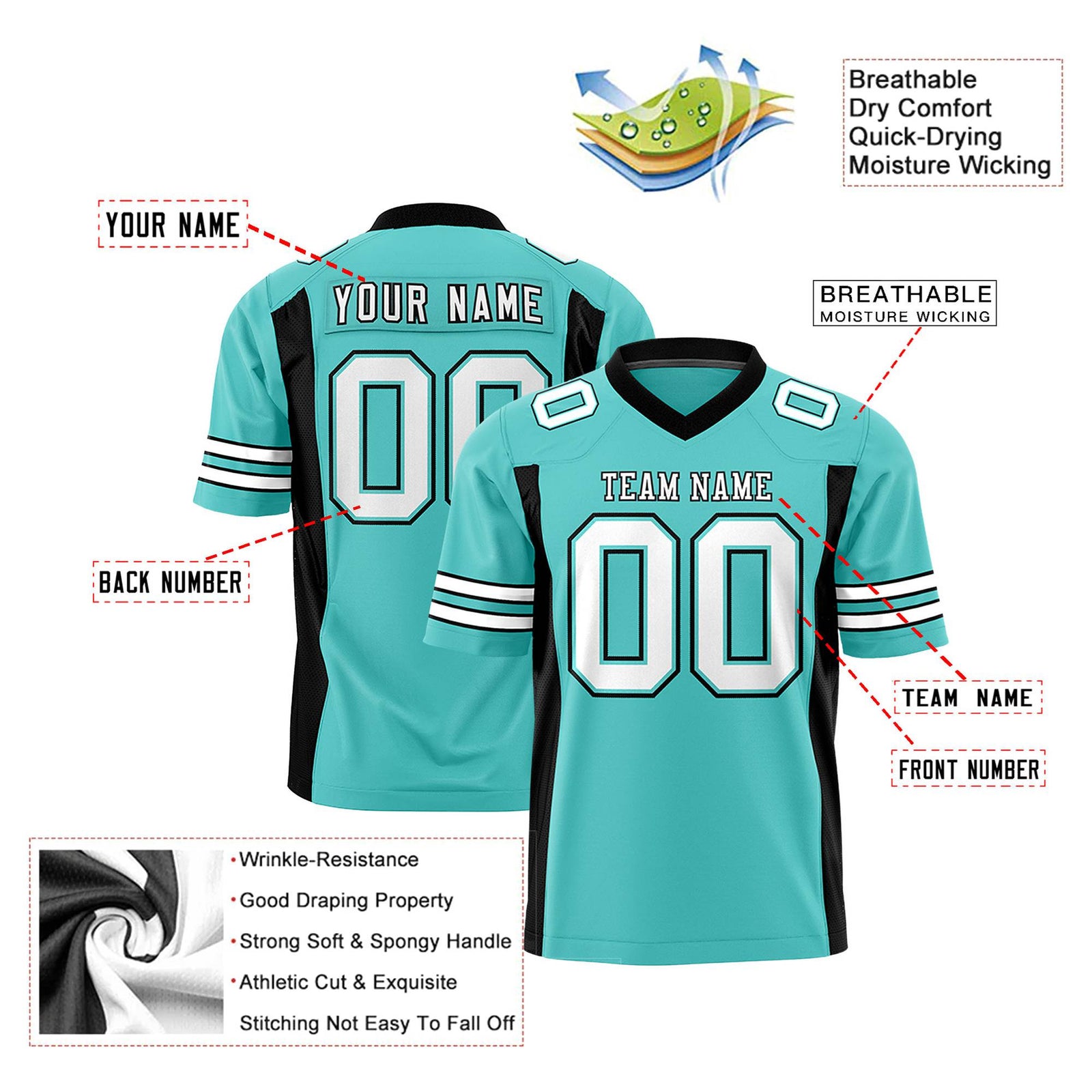 Custom Bright Green-Black Mesh Drift Fashion Football Jersey