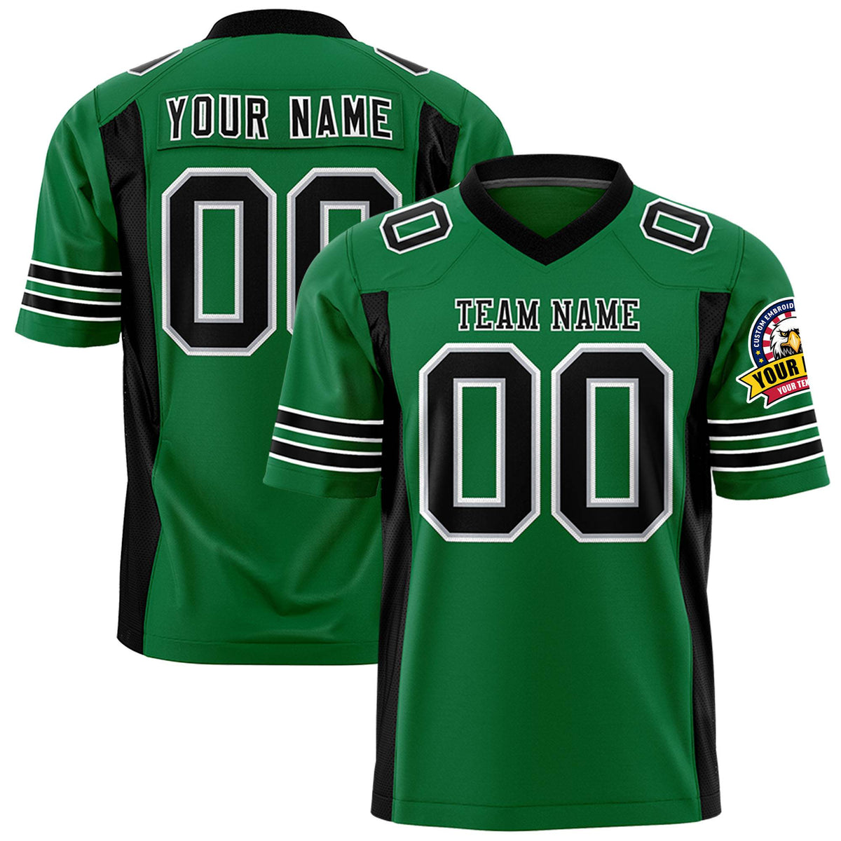 Custom Kelly Green-Black Mesh Drift Fashion Football Jersey