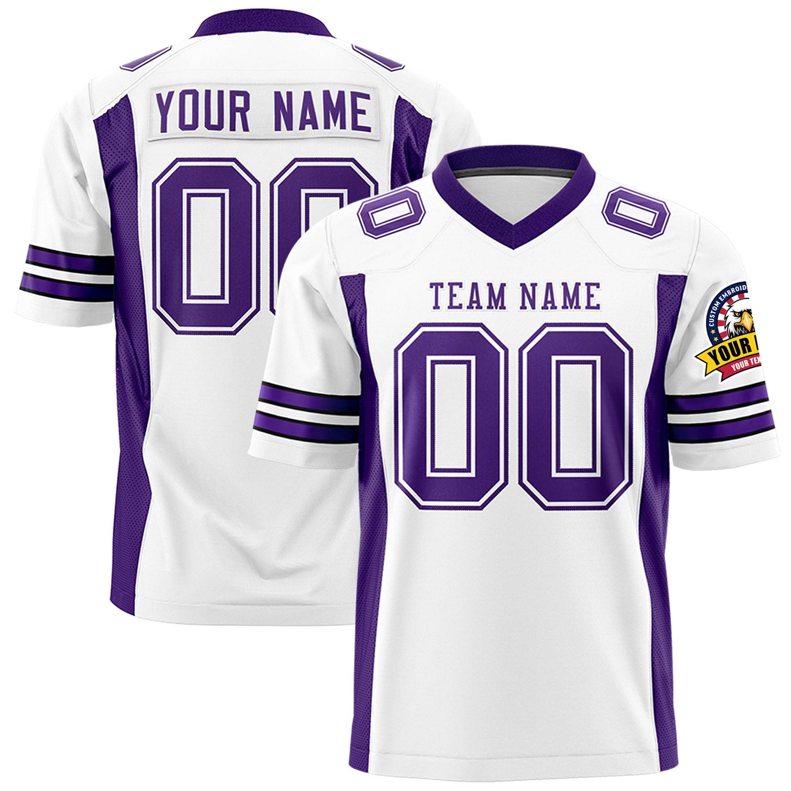 Custom White Purple-White Mesh Drift Fashion Football Jersey