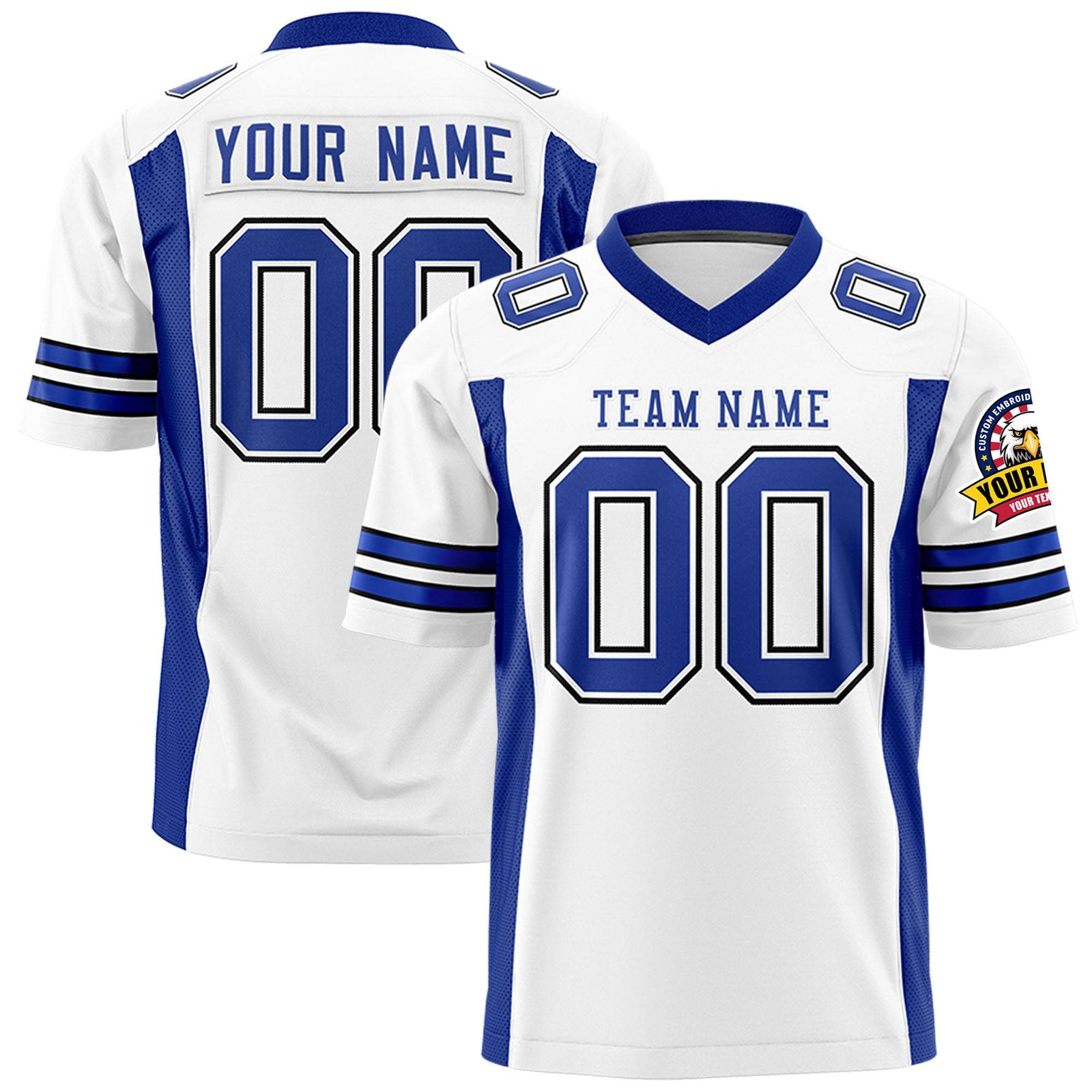 Custom White-Royal Blue Mesh Drift Fashion Football Jersey
