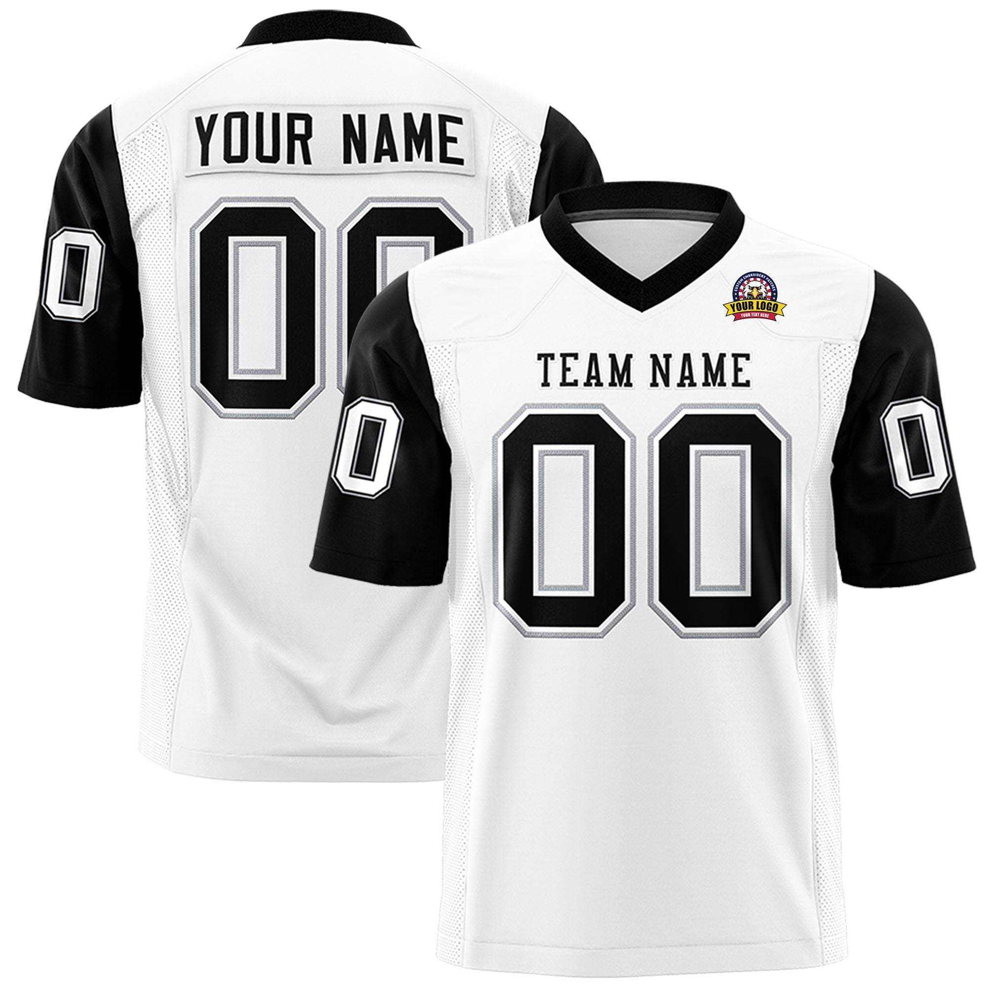 Custom White Black Mesh Authentic Football Jersey