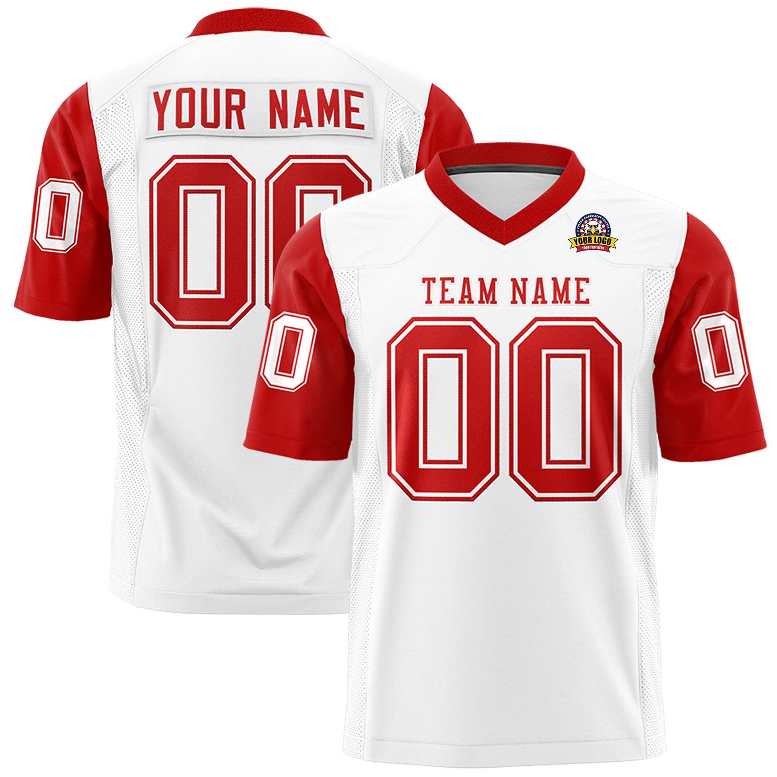 Custom White Red Mesh Authentic Football Jersey