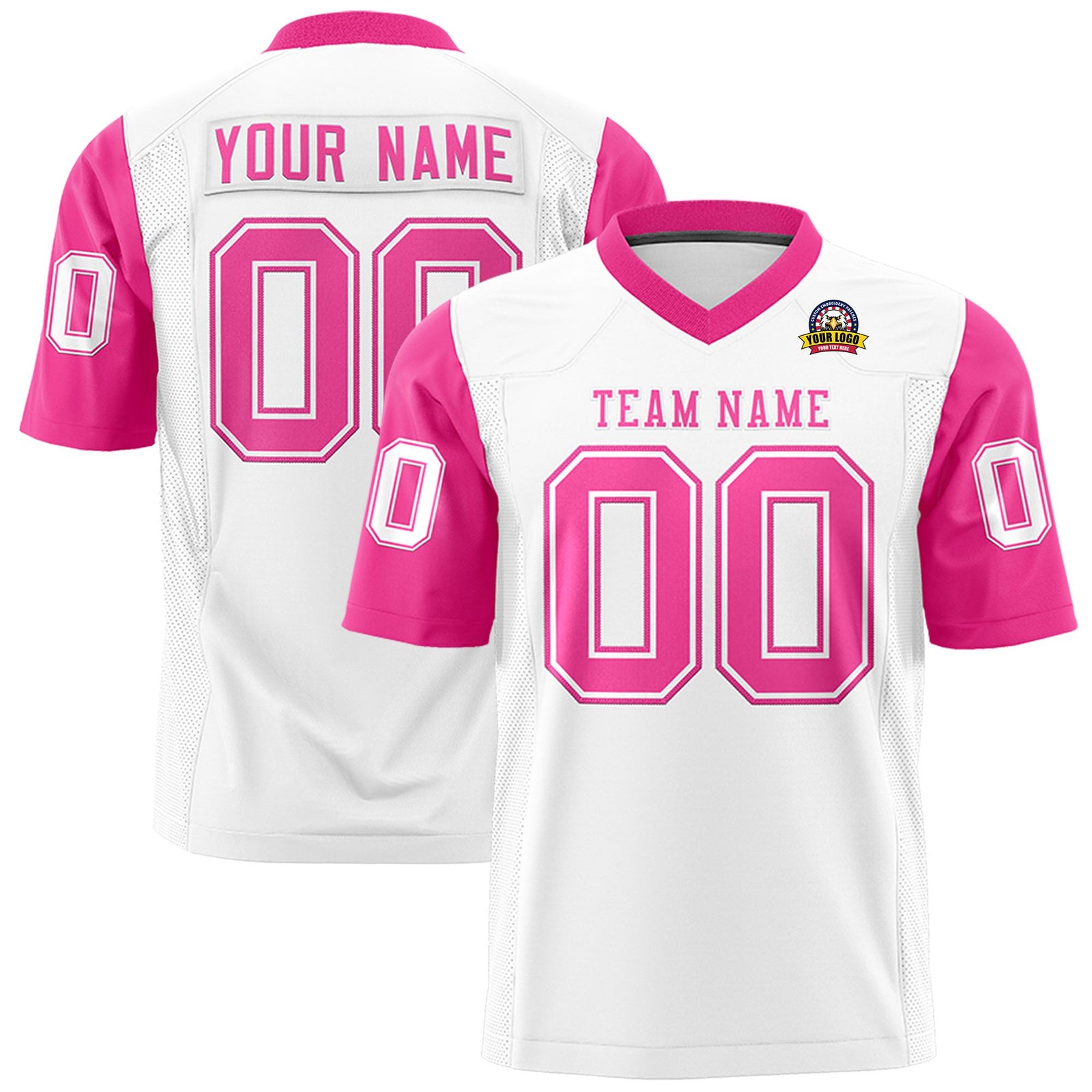 Custom White Pink Mesh Authentic Football Jersey
