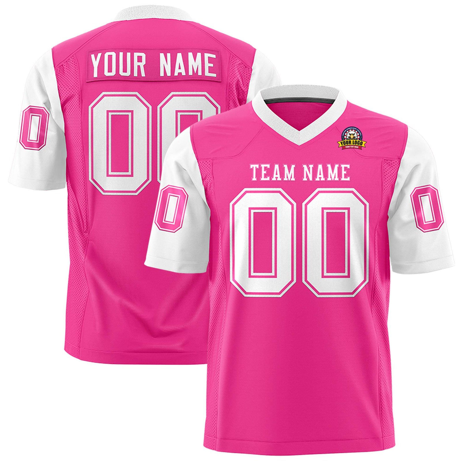 Custom Pink White Mesh Authentic Football Jersey