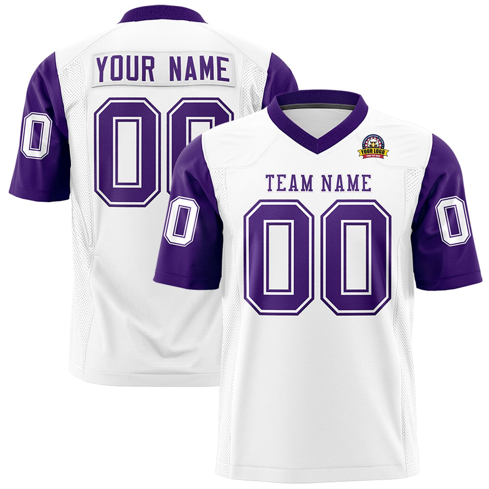 Custom White Purple Mesh Authentic Football Jersey