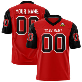Camiseta de fútbol auténtica de malla roja y negra personalizada