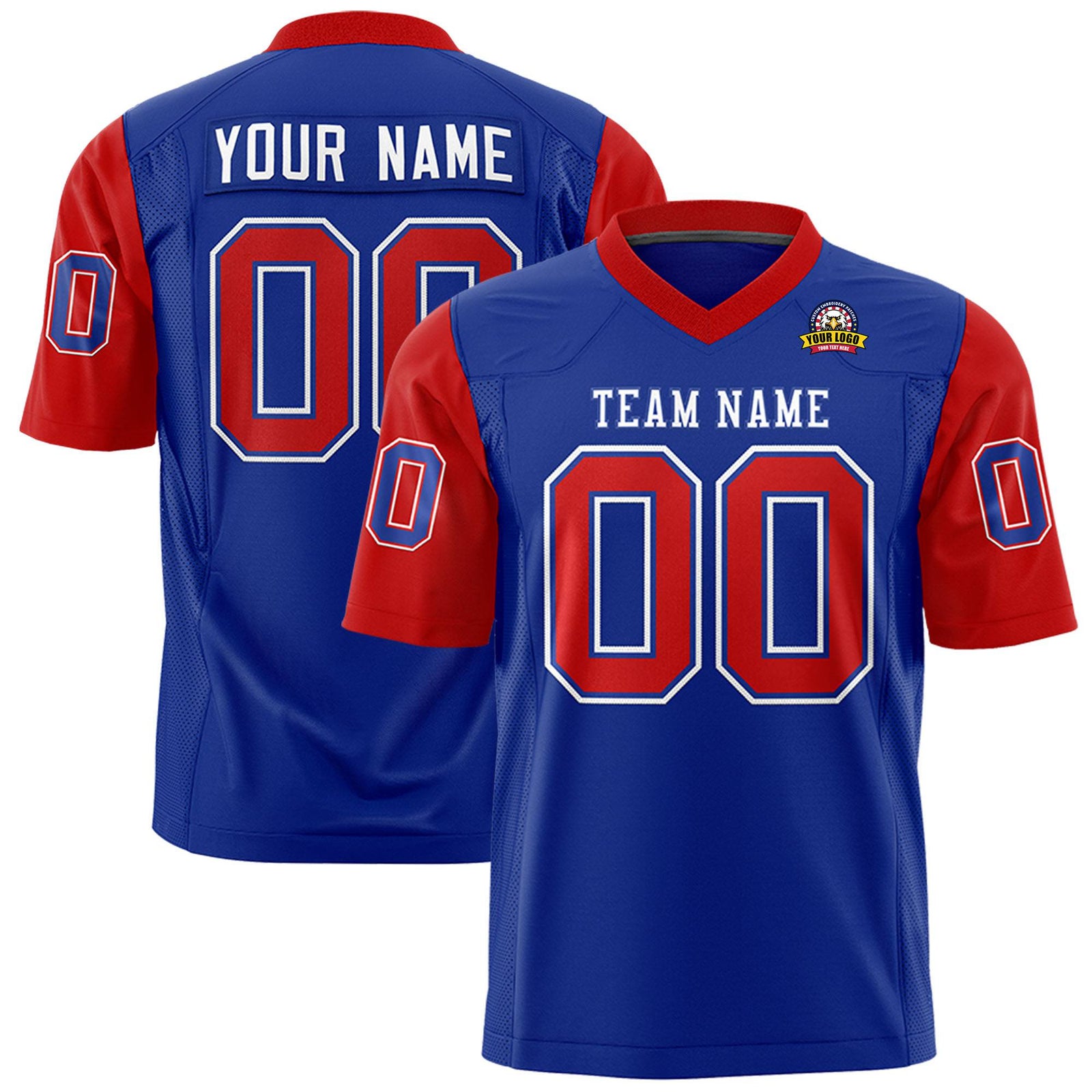 Custom Royal Blue-Red Mesh Authentic Football Jersey