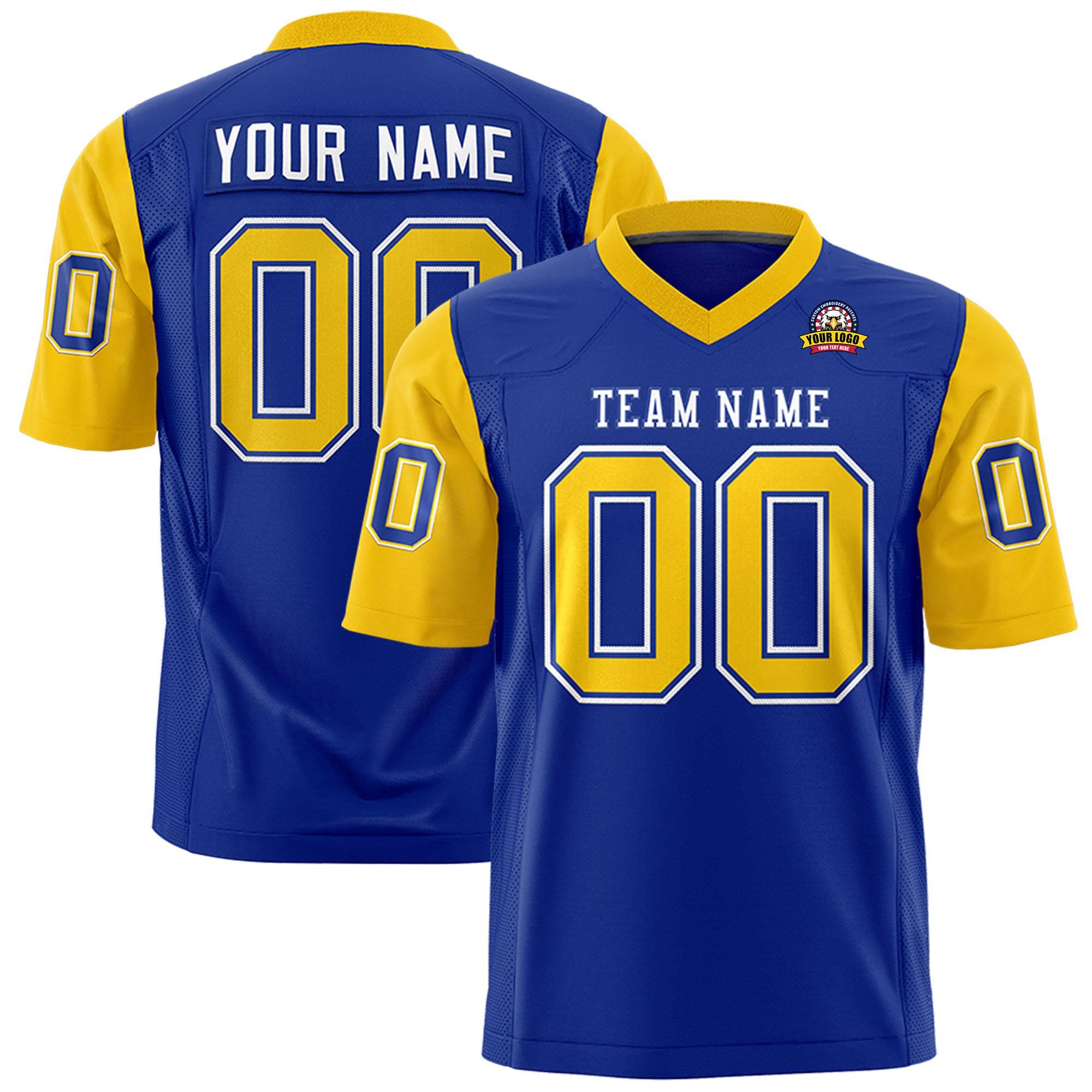 Custom Royal Blue-Gold Mesh Authentic Football Jersey