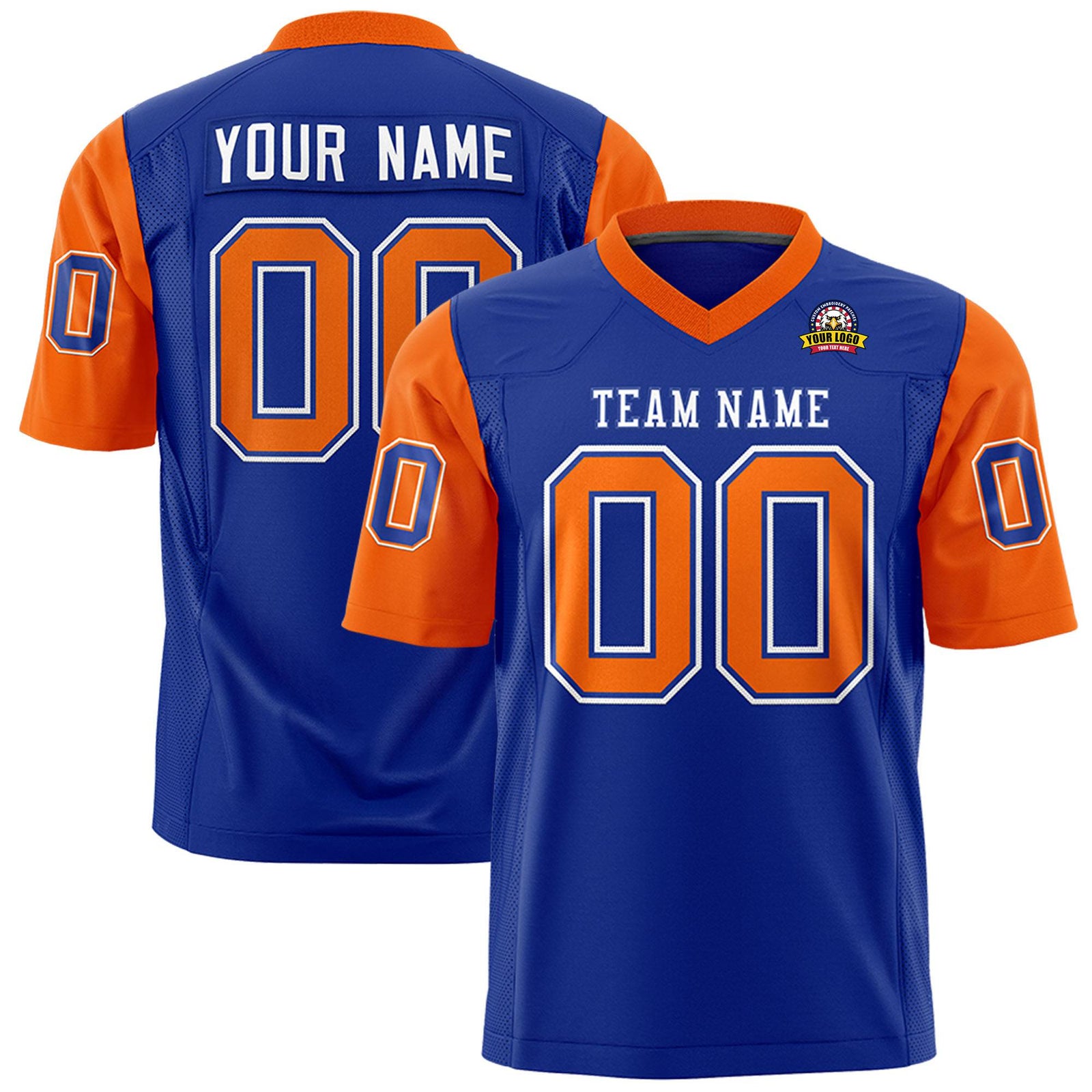 Custom Royal Blue-Orange Mesh Authentic Football Jersey