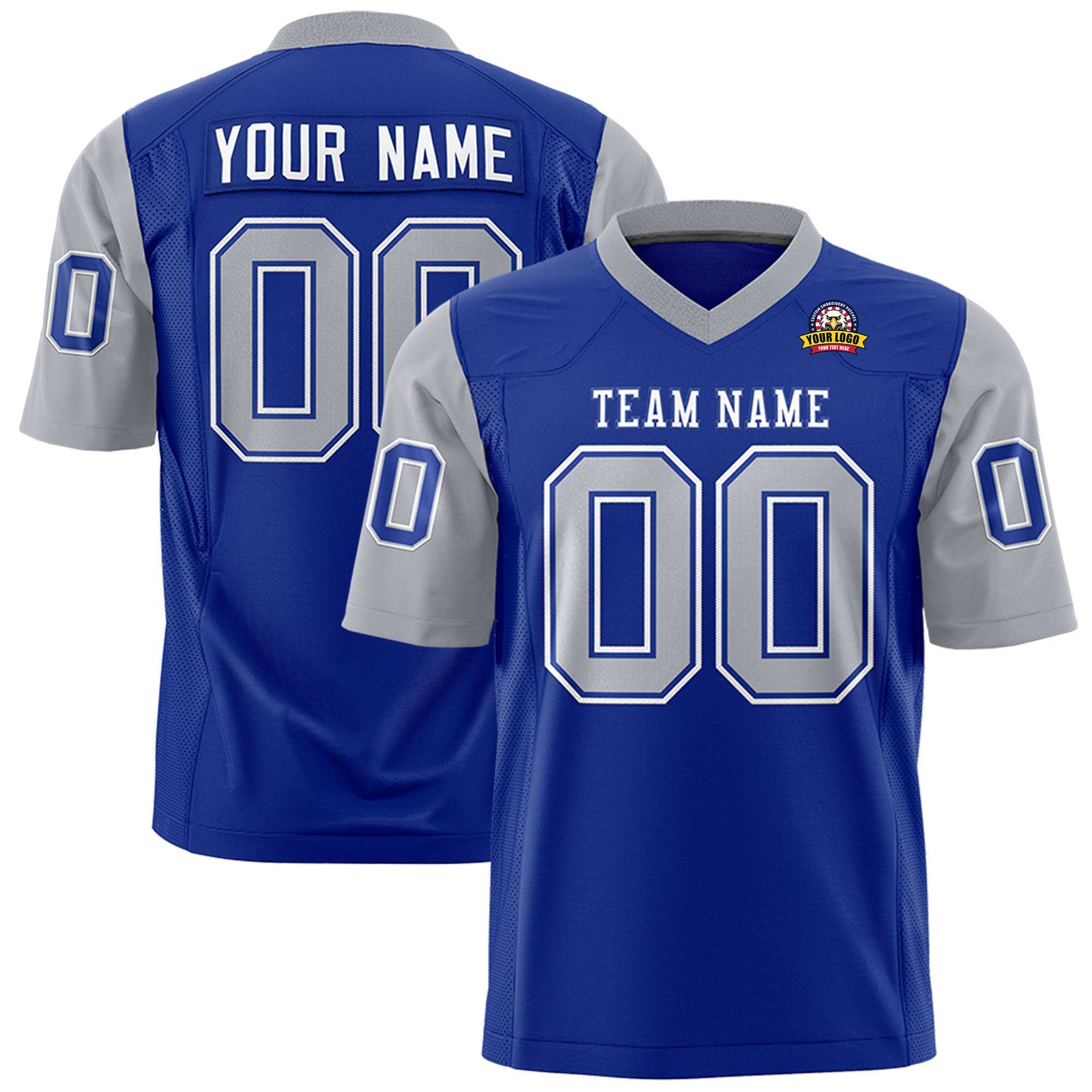 Custom Royal Blue-Gray Mesh Authentic Football Jersey