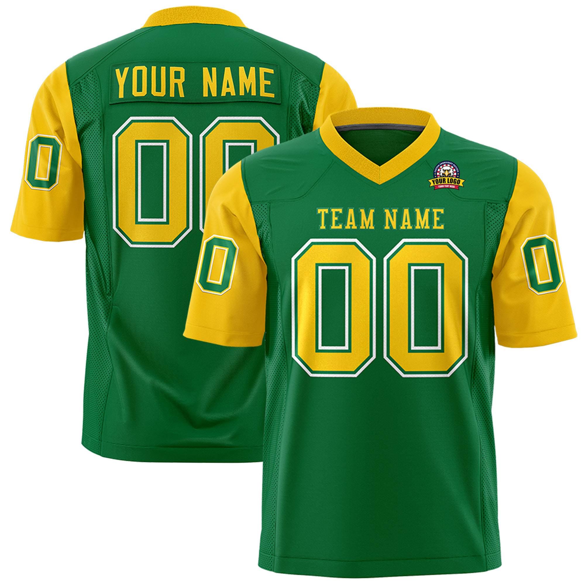 Custom Kelly Green-Gold Mesh Authentic Football Jersey