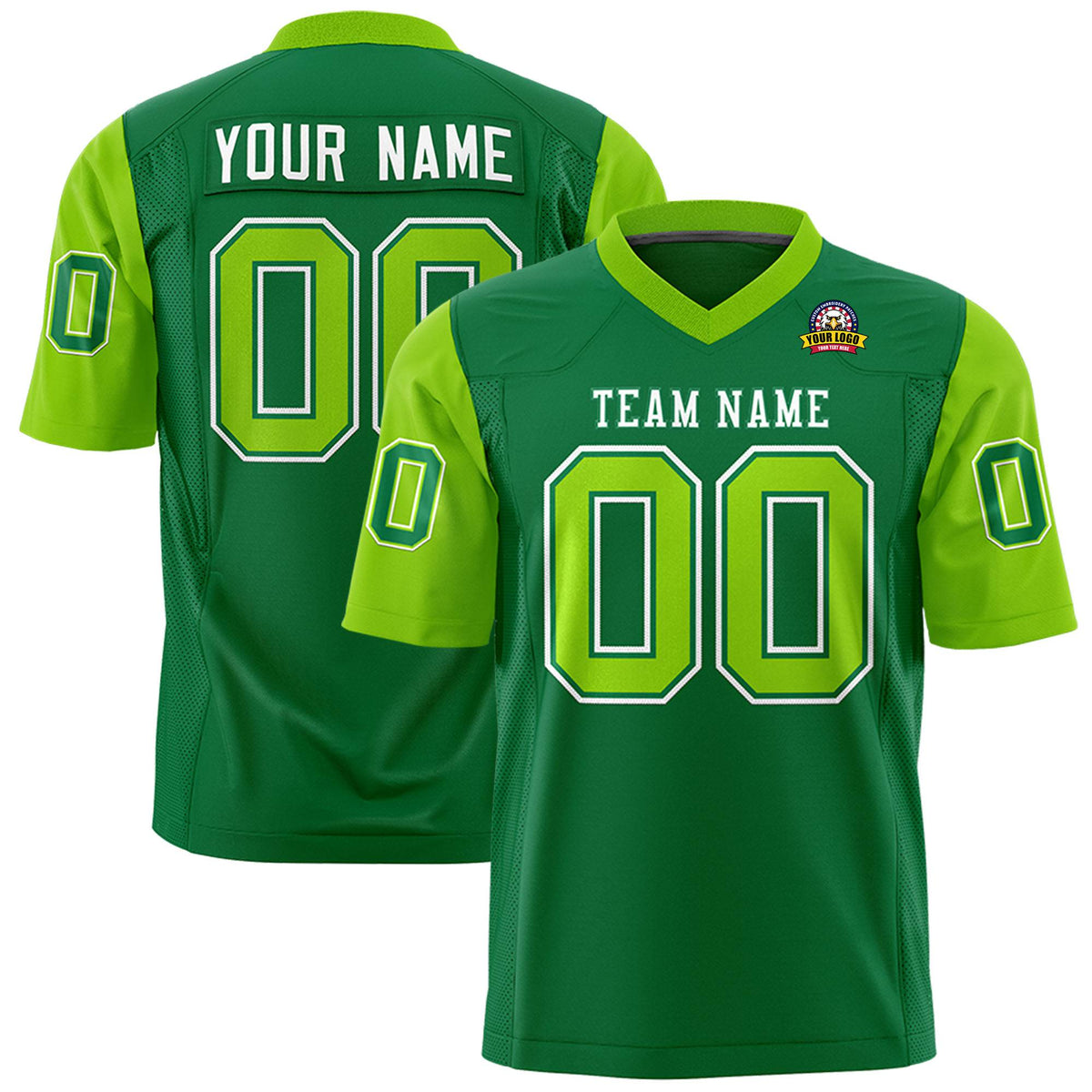 Custom Kelly Green-Neon Green Mesh Authentic Football Jersey