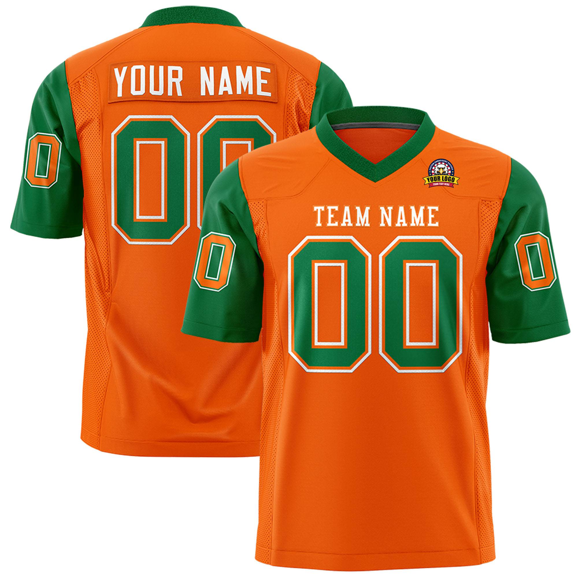 Custom Orange-Kelly Green Mesh Authentic Football Jersey