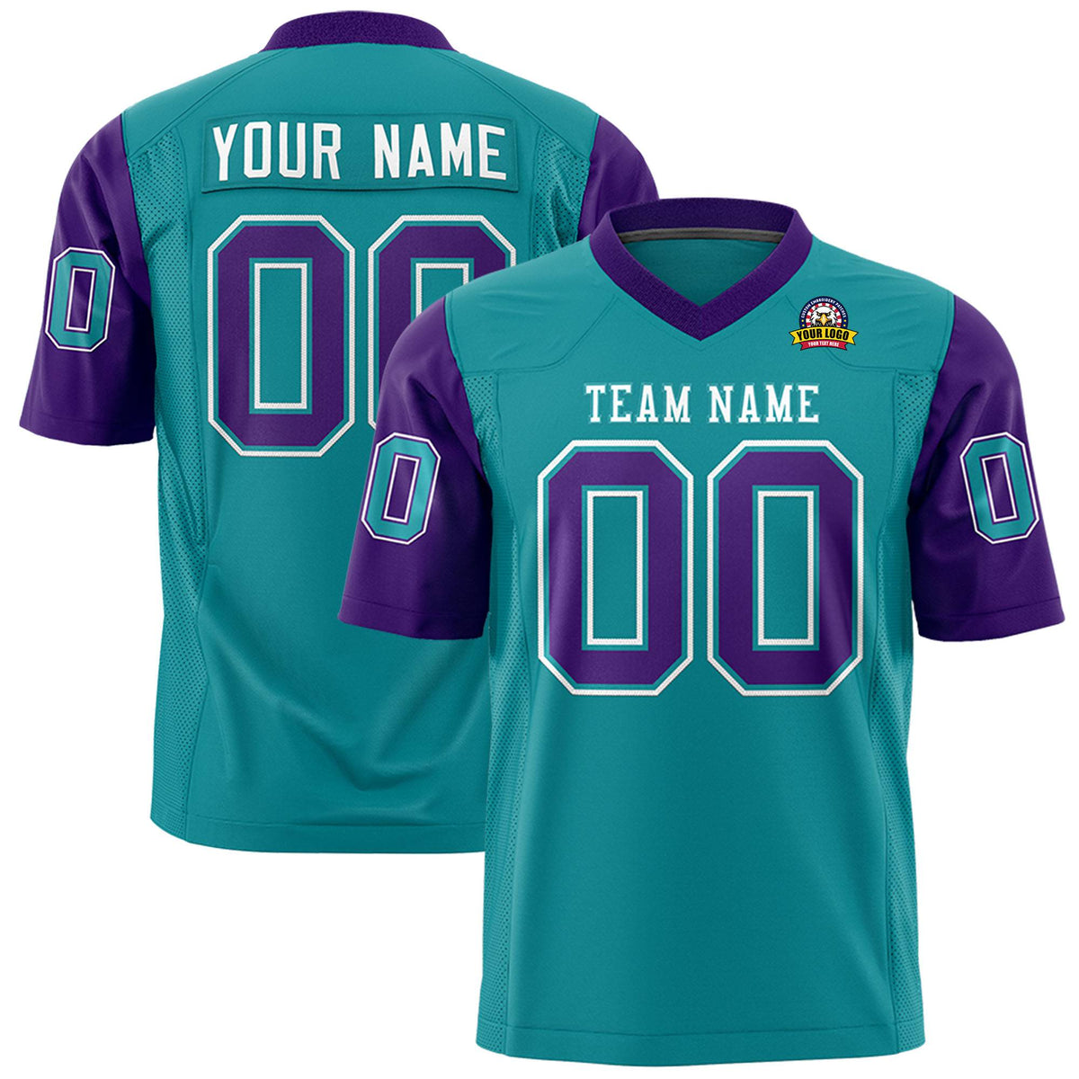 Custom Aqua Purple Mesh Authentic Football Jersey