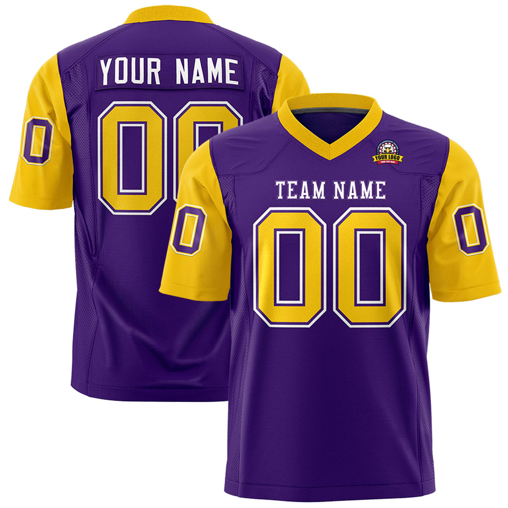 Custom Purple Gold Mesh Authentic Football Jersey