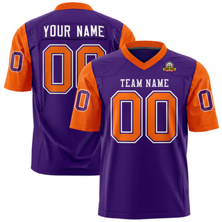 Camiseta de fútbol auténtica de malla morada y naranja personalizada