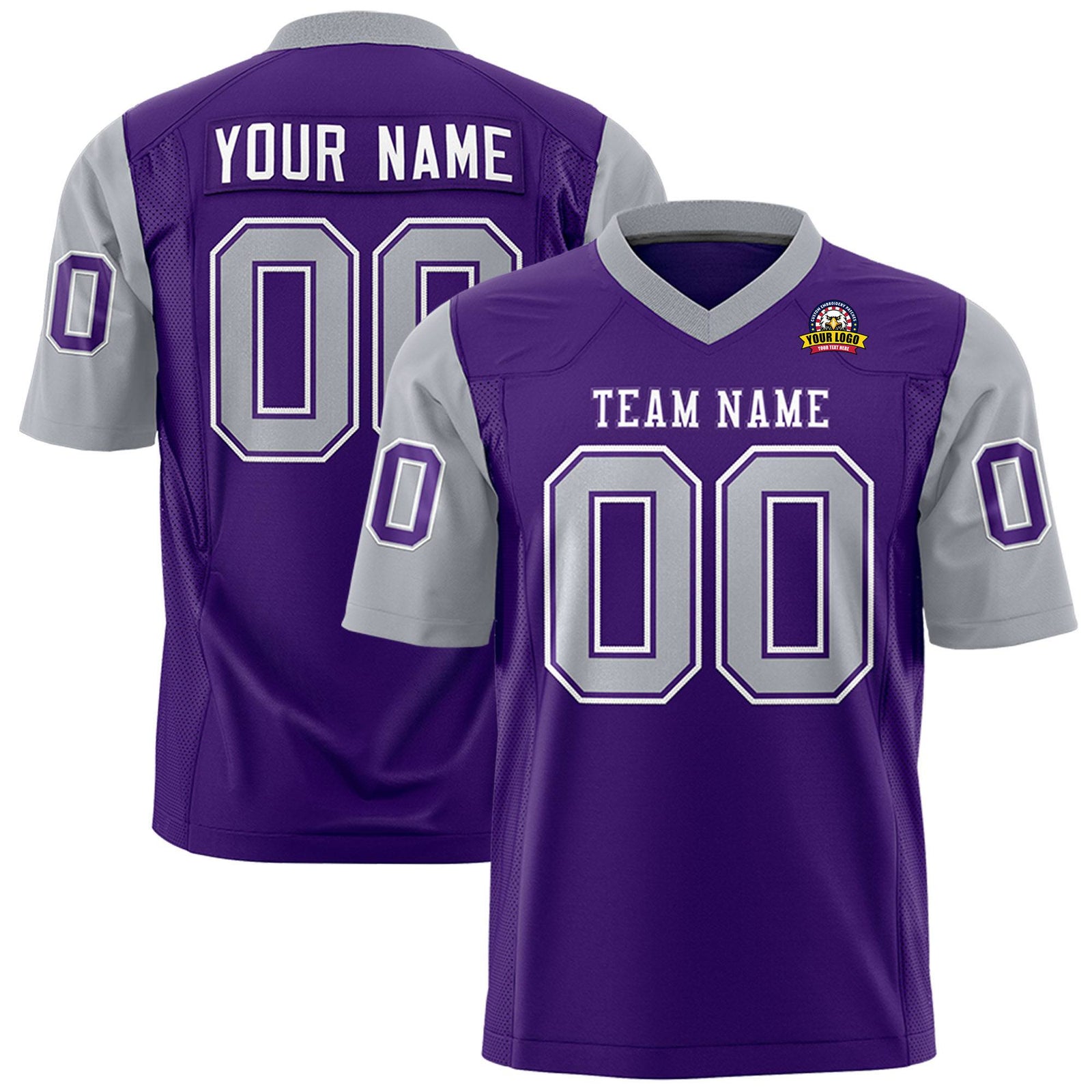 Custom Purple Gray Mesh Authentic Football Jersey
