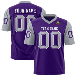 Camiseta de fútbol auténtica de malla morada y gris personalizada
