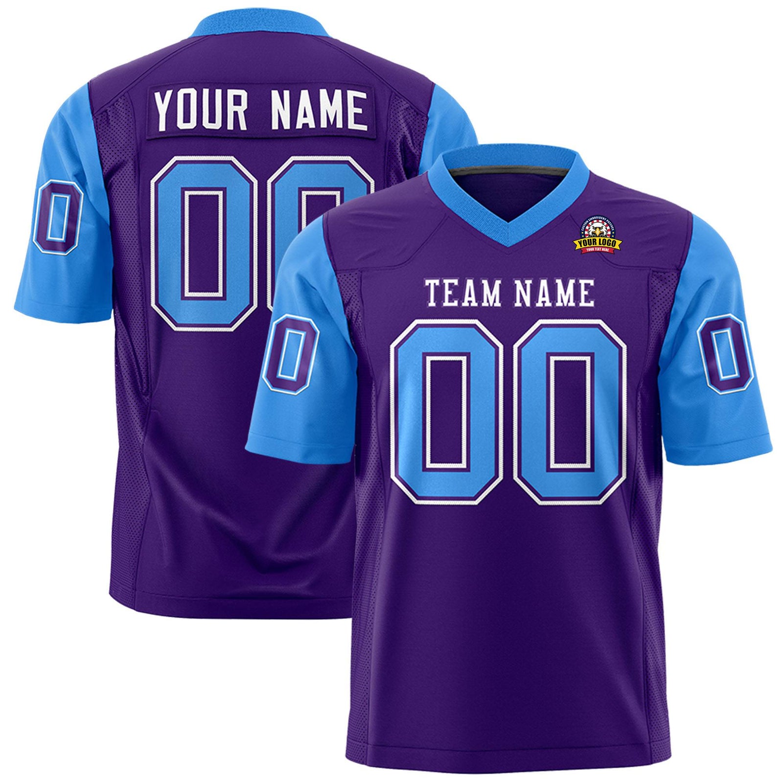 Custom Purple-Powder Blue Mesh Authentic Football Jersey