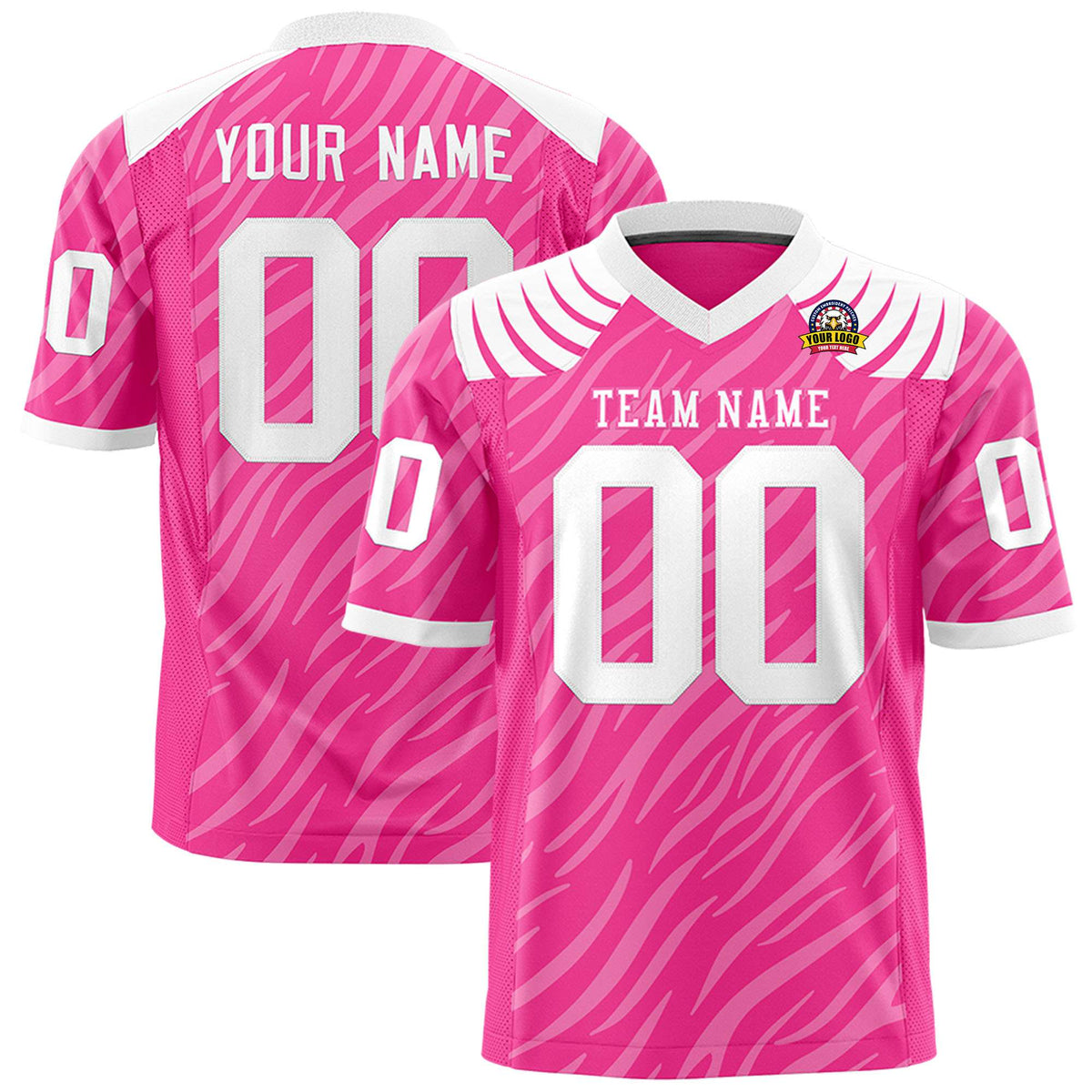 Custom Pink Gray Personalized Tiger Stripe Graffiti Pattern Authentic Football Jersey