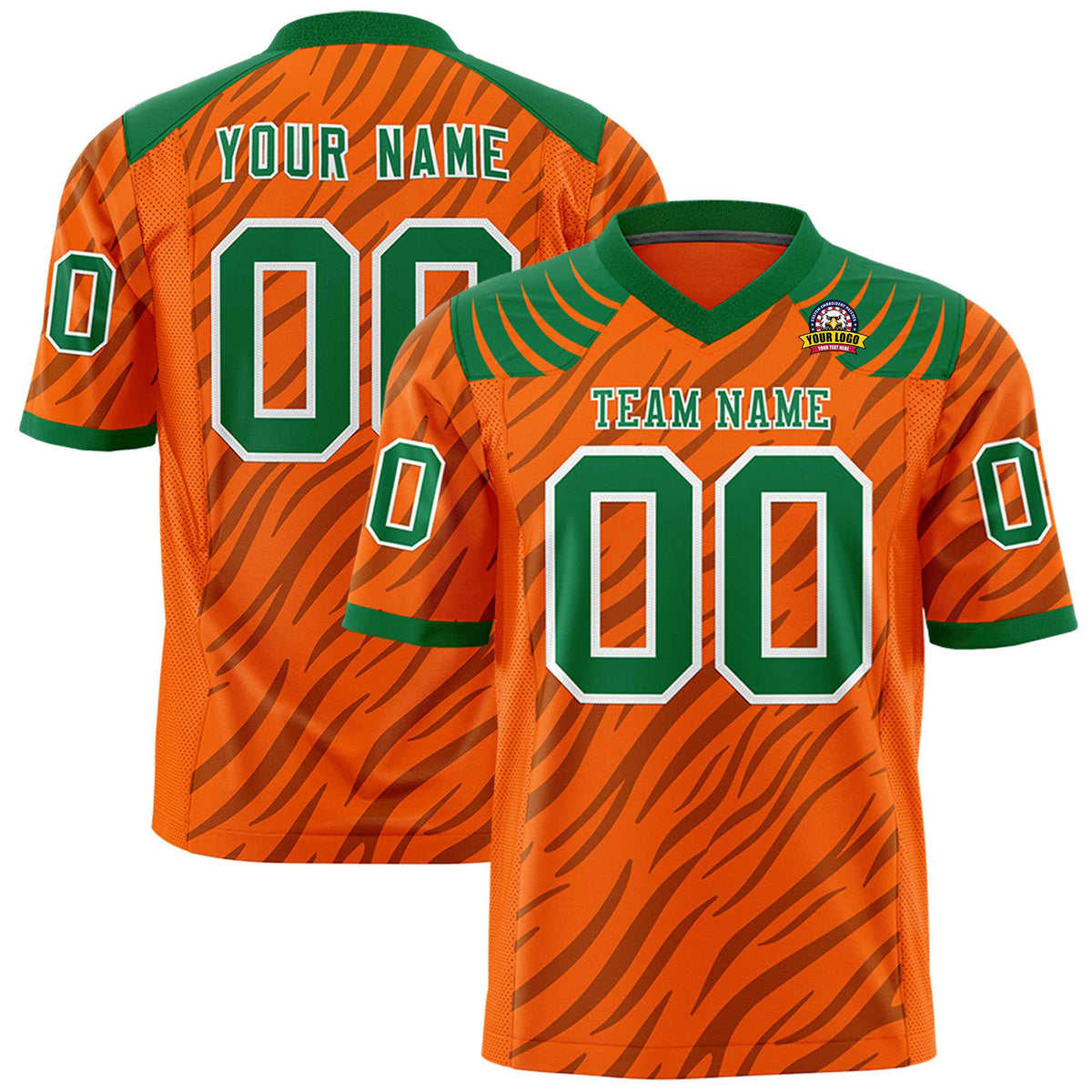 Custom Orange Gray Personalized Tiger Stripe Graffiti Pattern Authentic Football Jersey