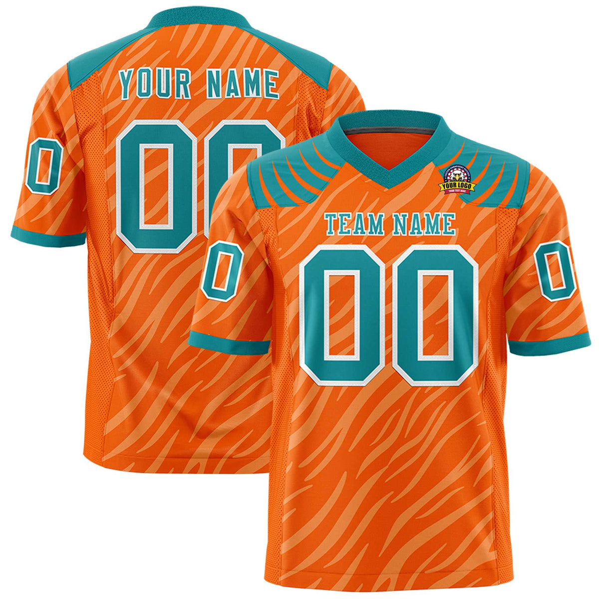 Custom Orange Gream Personalized Tiger Stripe Graffiti Pattern Authentic Football Jersey