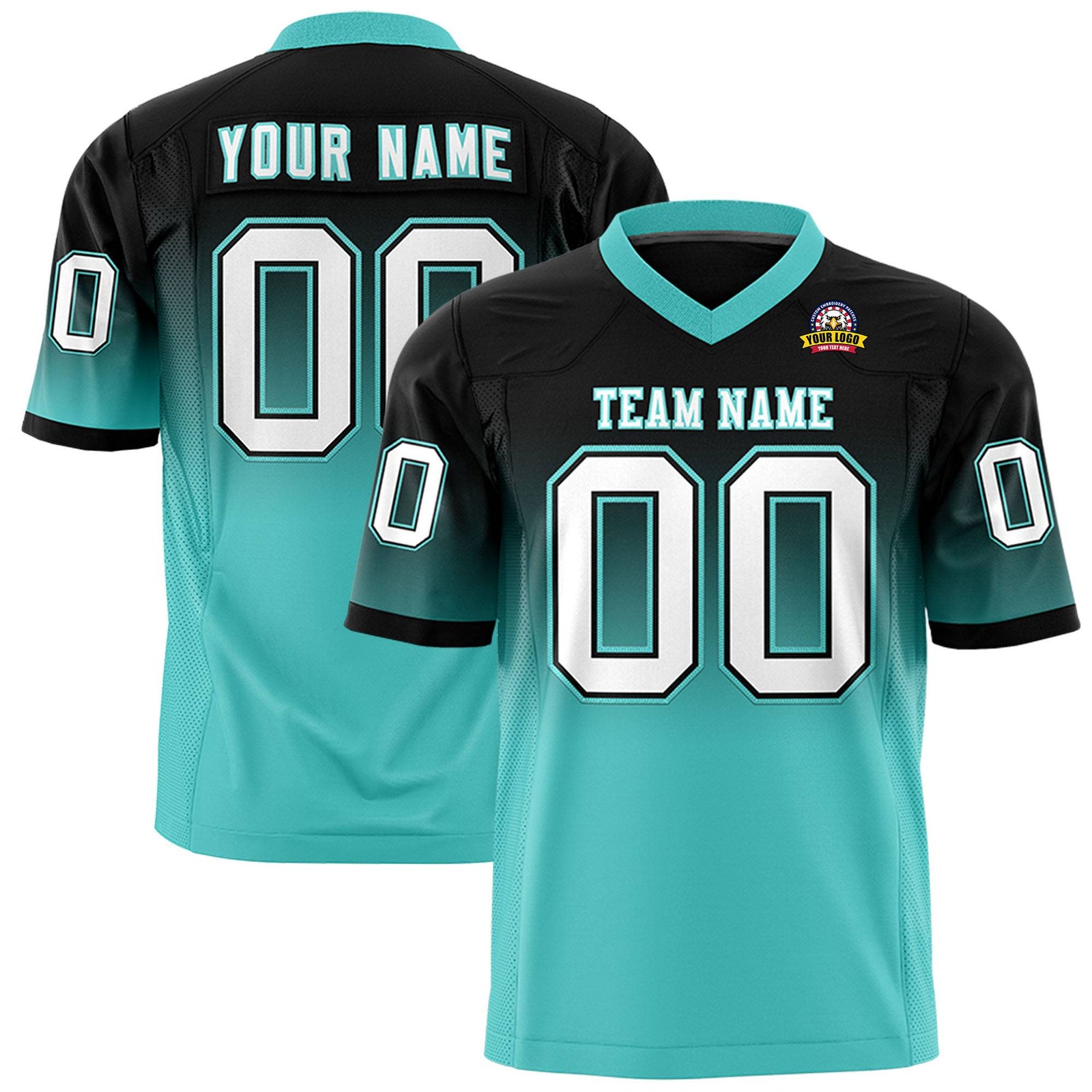 Custom Black-Bright Green Gradient Fashion Mesh Authentic Football Jersey