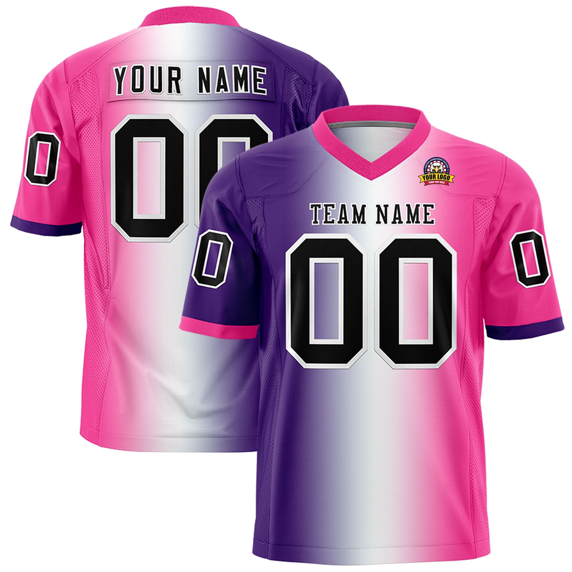 Custom Purple White-Pink Personalized Gradient Fashion Authentic Football Jersey