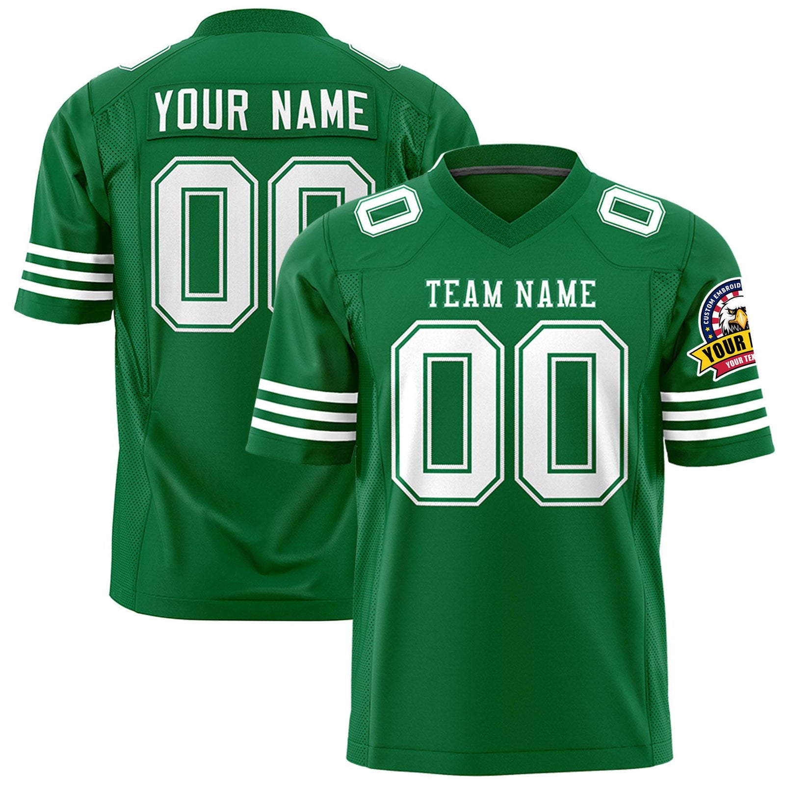 Custom Kelly Green-White Mesh Authentic Football Jersey