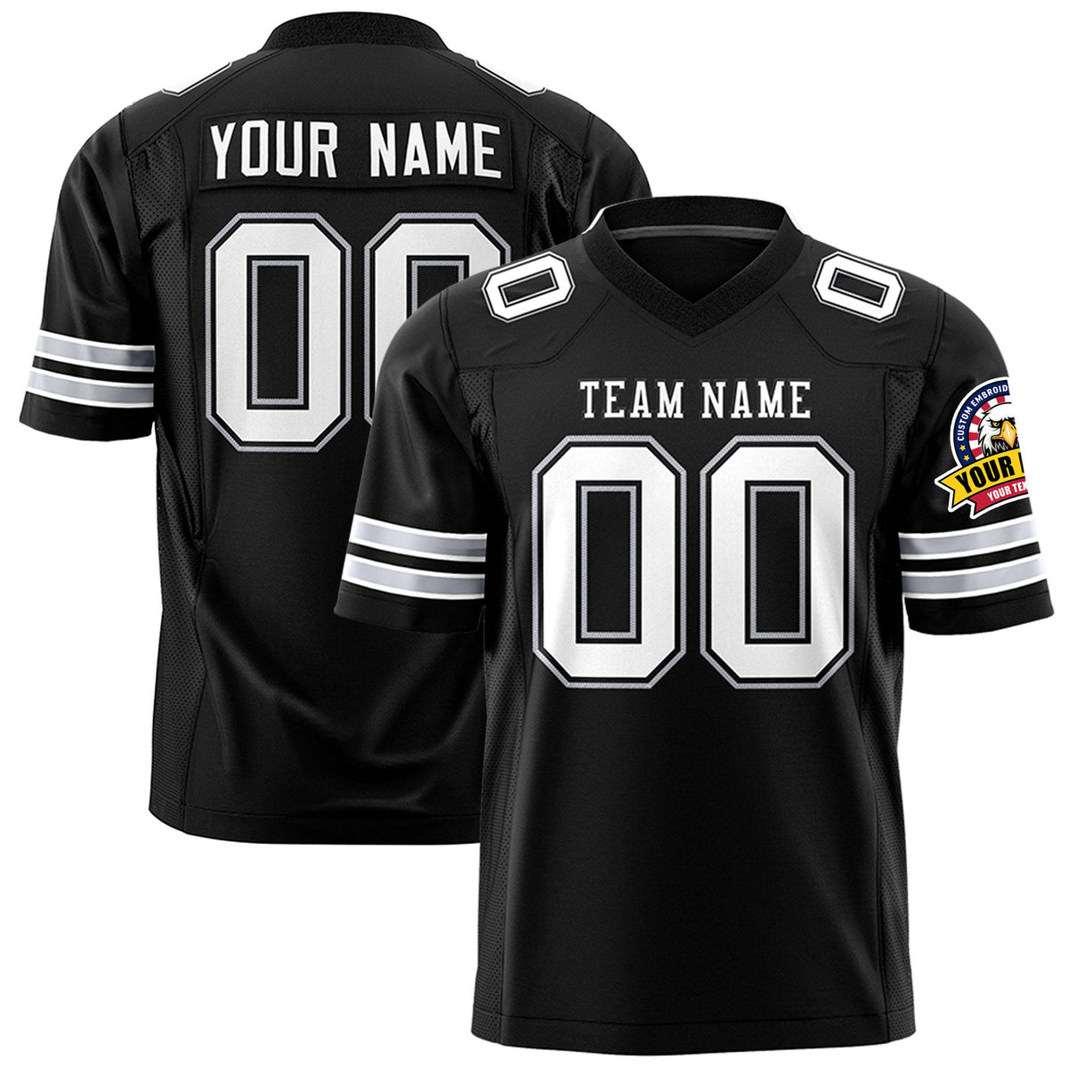 Custom Black Gray Mesh Authentic Football Jersey