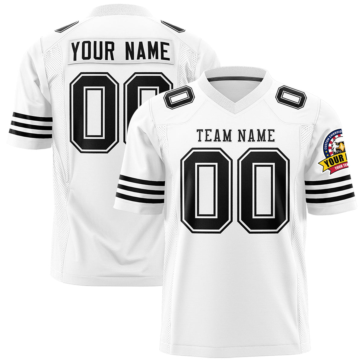 Custom White Black Mesh Authentic Football Jersey