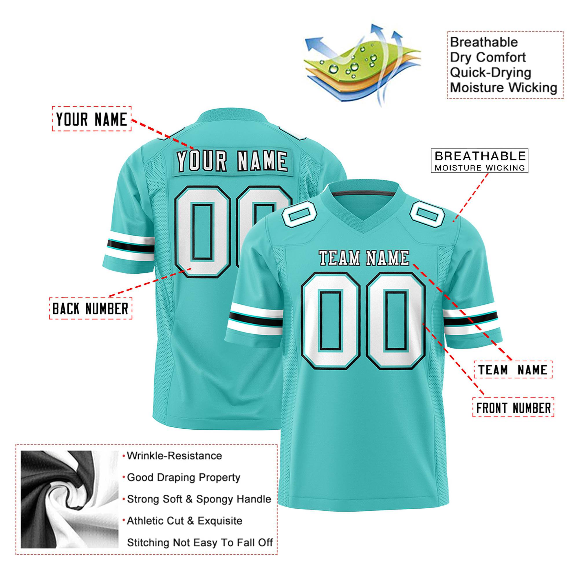 Custom Bright Green-White-Black Mesh Authentic Football Jersey