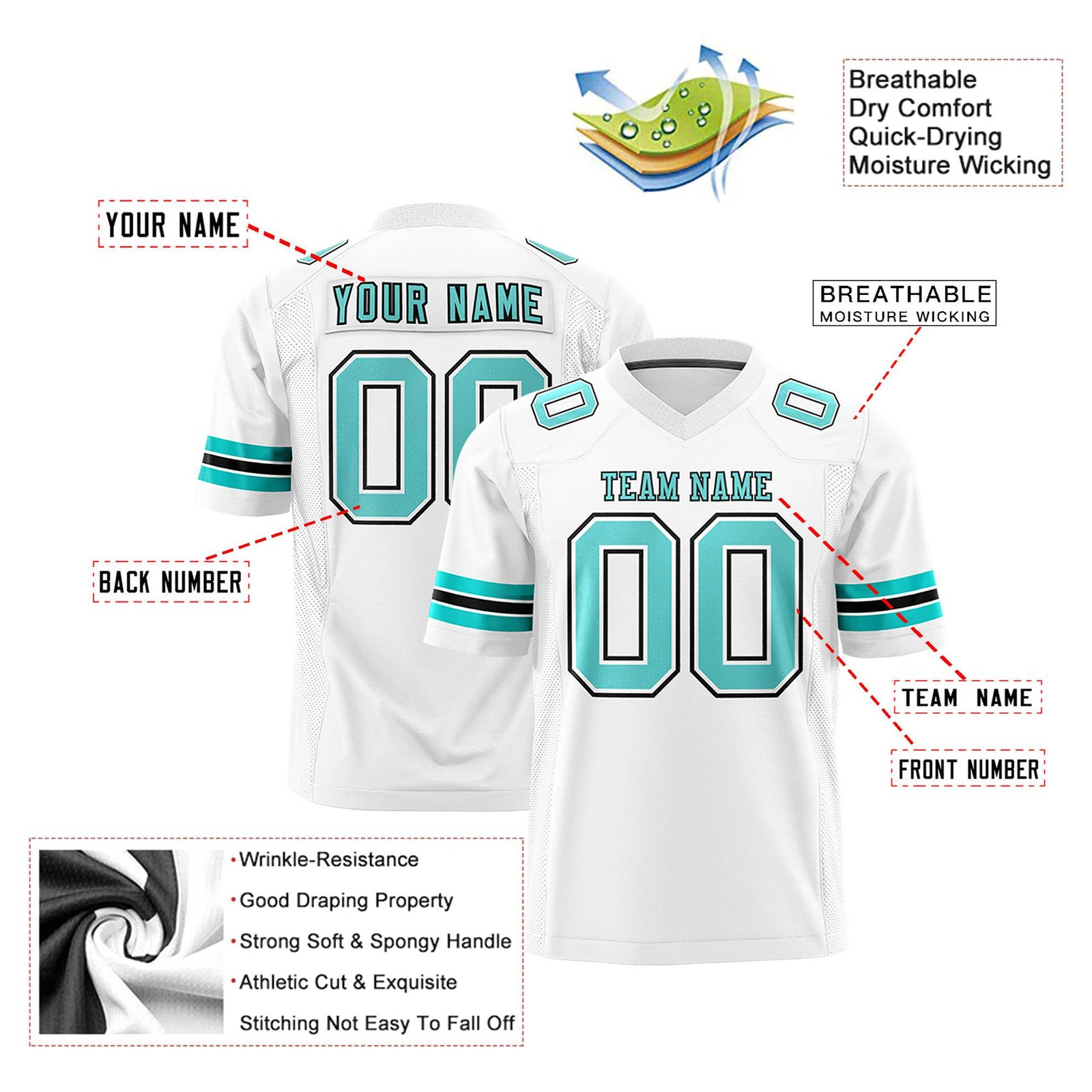 Custom White-Bright Green-Black Mesh Authentic Football Jersey