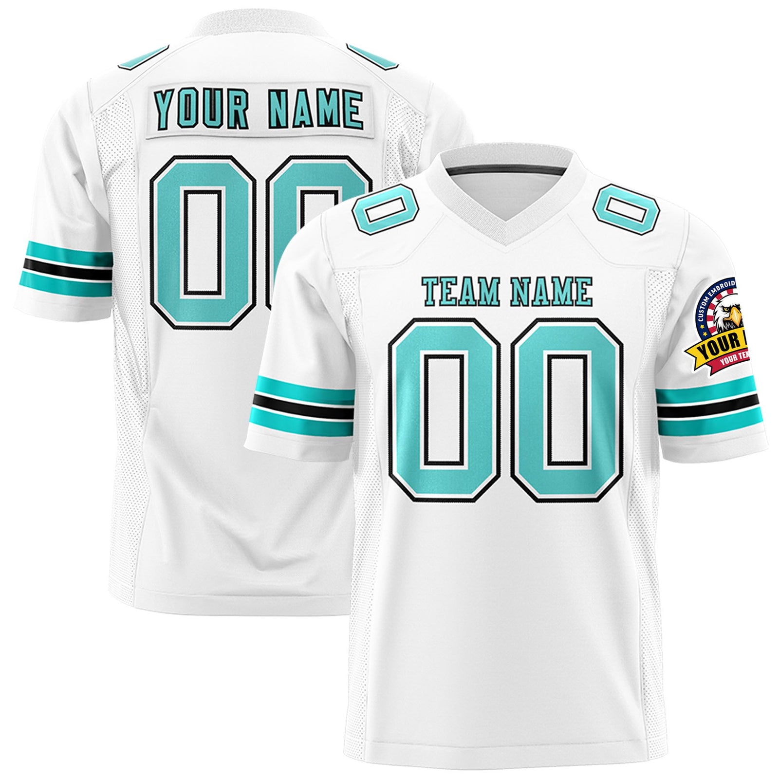 Custom White-Bright Green-Black Mesh Authentic Football Jersey