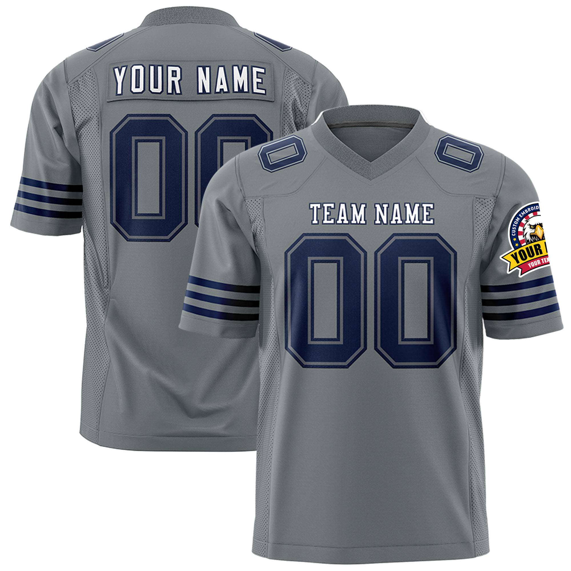 Custom Dark Gray-Navy Mesh Authentic Football Jersey