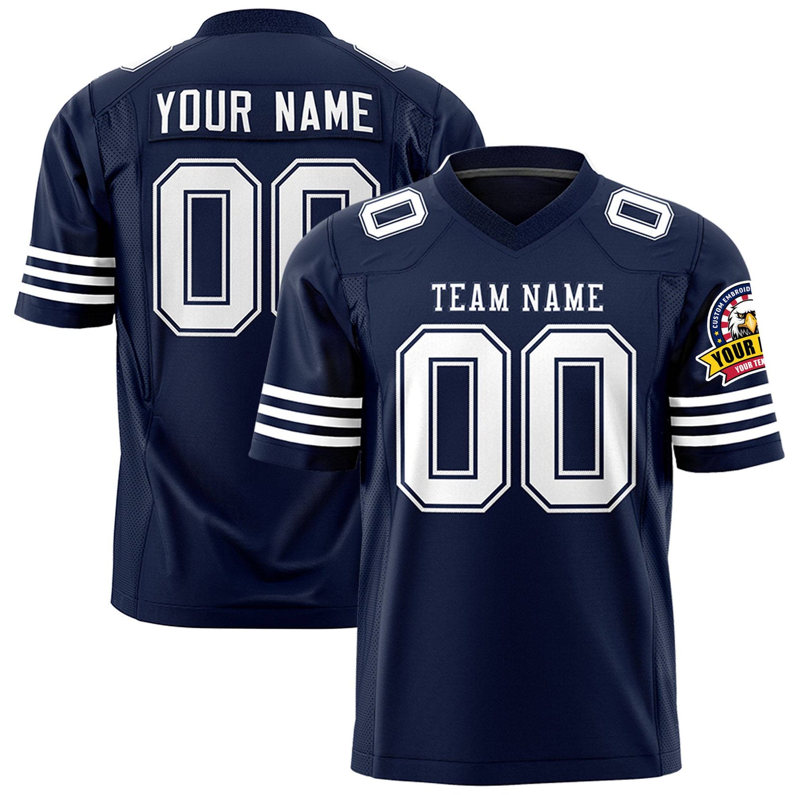Custom Navy White Mesh Authentic Football Jersey