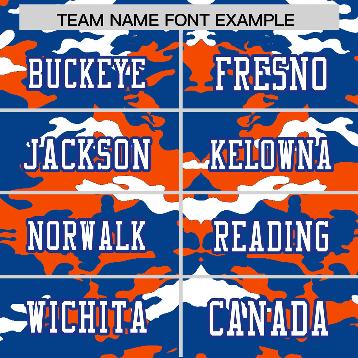 Custom Royal Blue Orange-White Mesh Camo Football Jersey