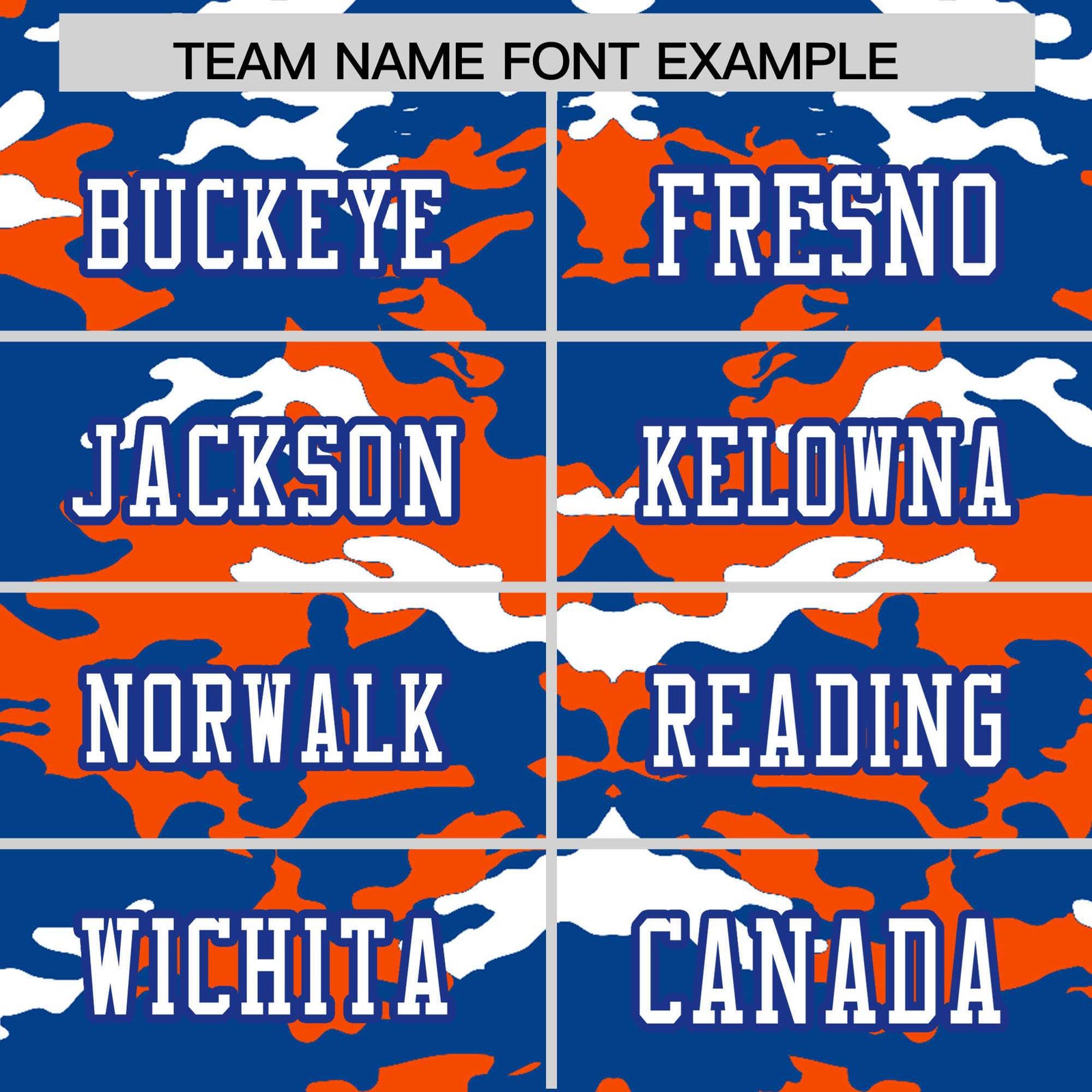 Custom Royal Blue Orange-White Mesh Camo Football Jersey