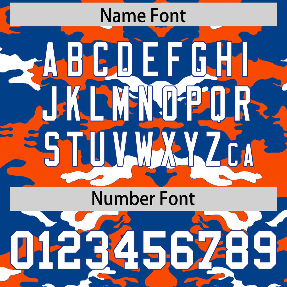 Custom Royal Blue Orange-White Mesh Camo Football Jersey