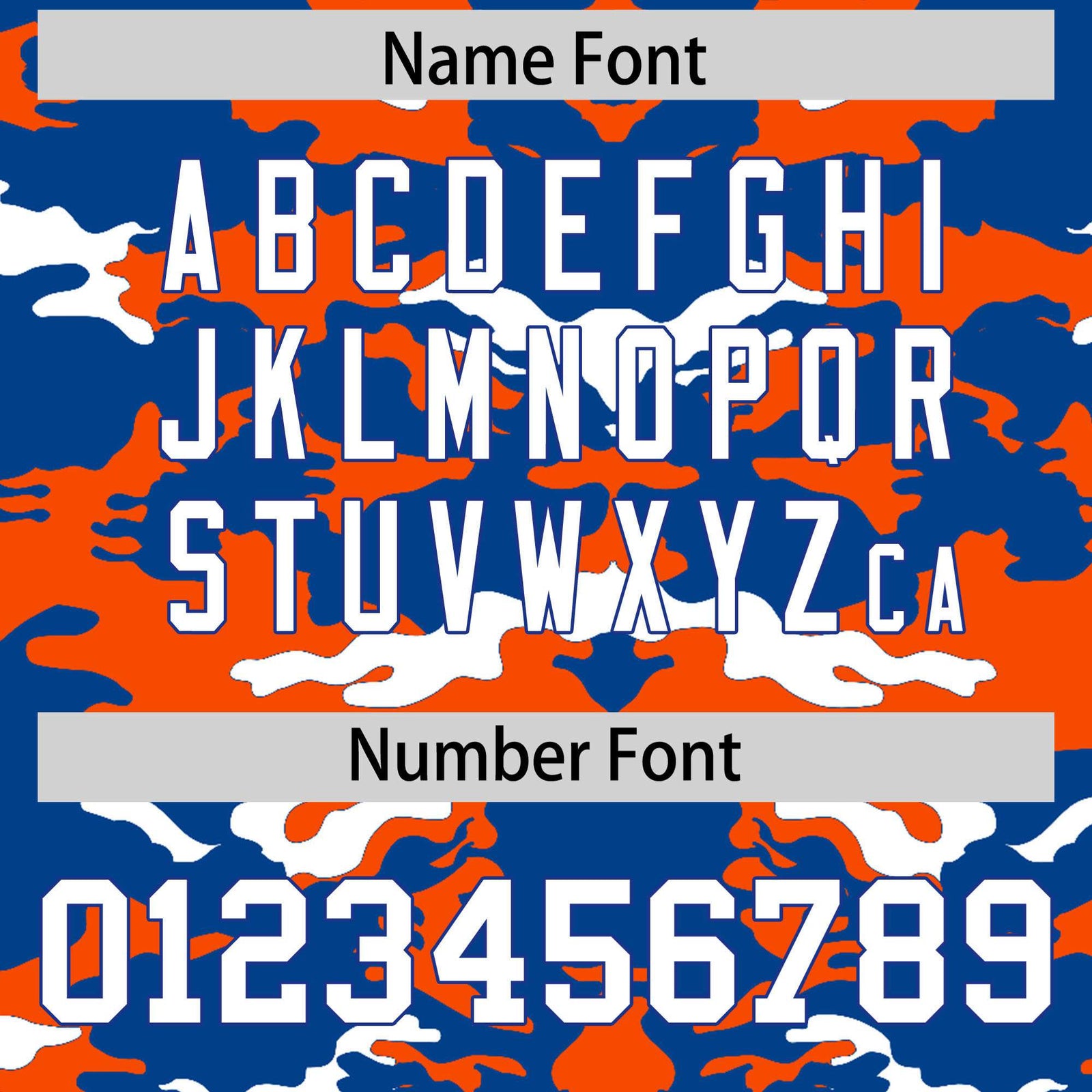 Custom Royal Blue Orange-White Mesh Camo Football Jersey